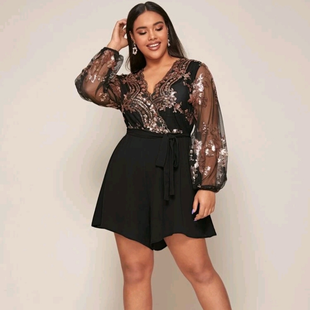 1X Black and Gold Romper